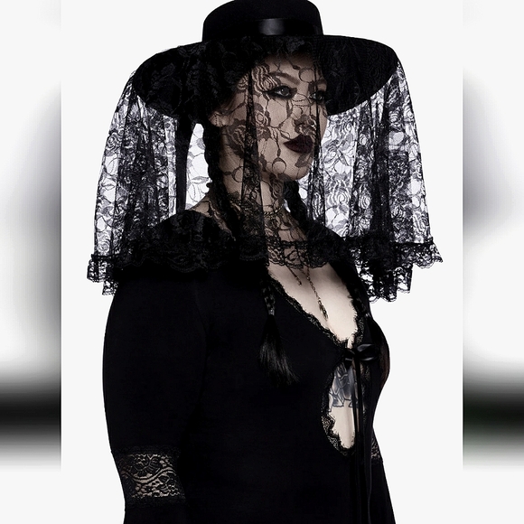 Widow Accessories - WIDOW "Vamp Mysteries" Hat with Veil- Über-Goth Black Bolero Hat from Dolls Kill